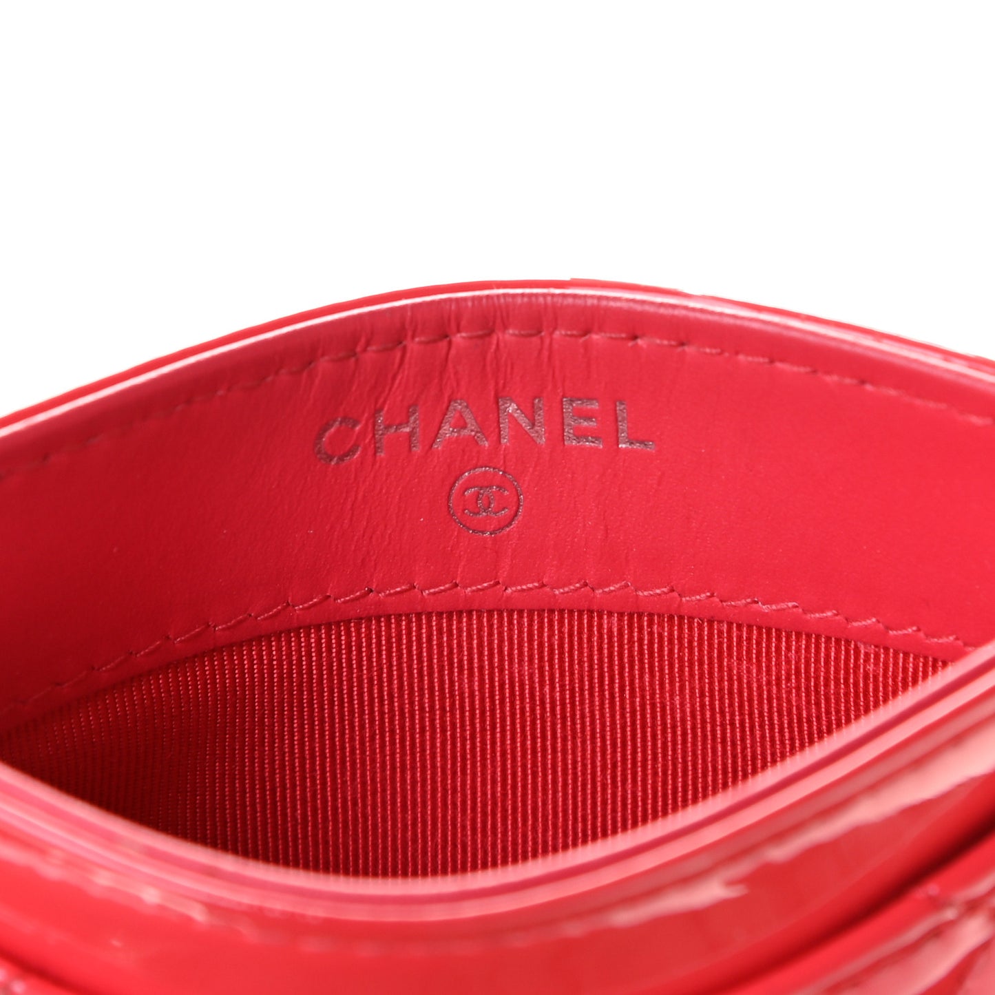 Patent Quilted Card Holder Red