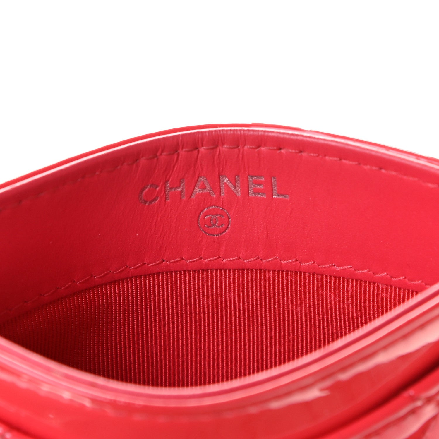 Chanel Patent Quilted Card Holder Red 6 of 8
