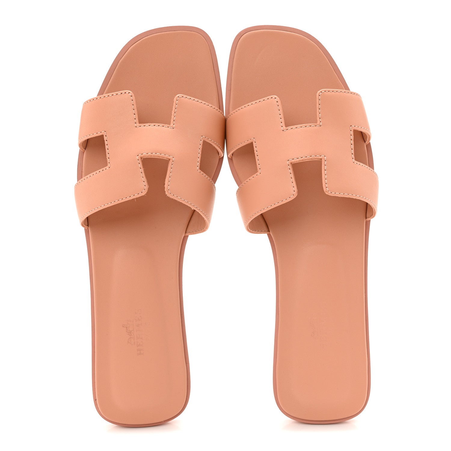 Hermes Box Calfskin Oran Sandals 38.5 Granit Rose 2 of 9