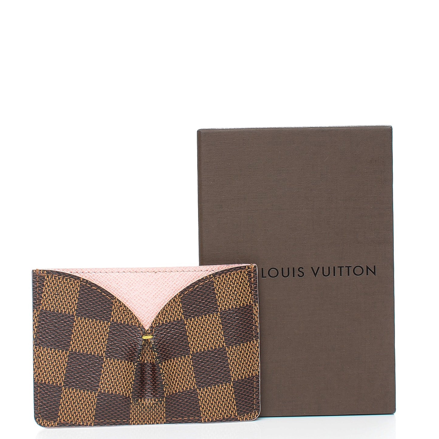 Damier Ebene Caissa Card Holder Rose Ballerine
