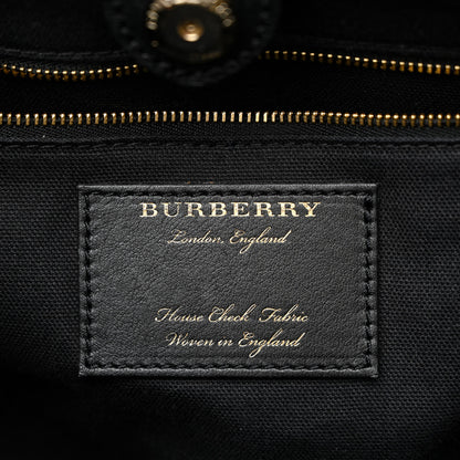 Burberry Grainy Calfskin House Check Large Banner Tote Black 8 of 21