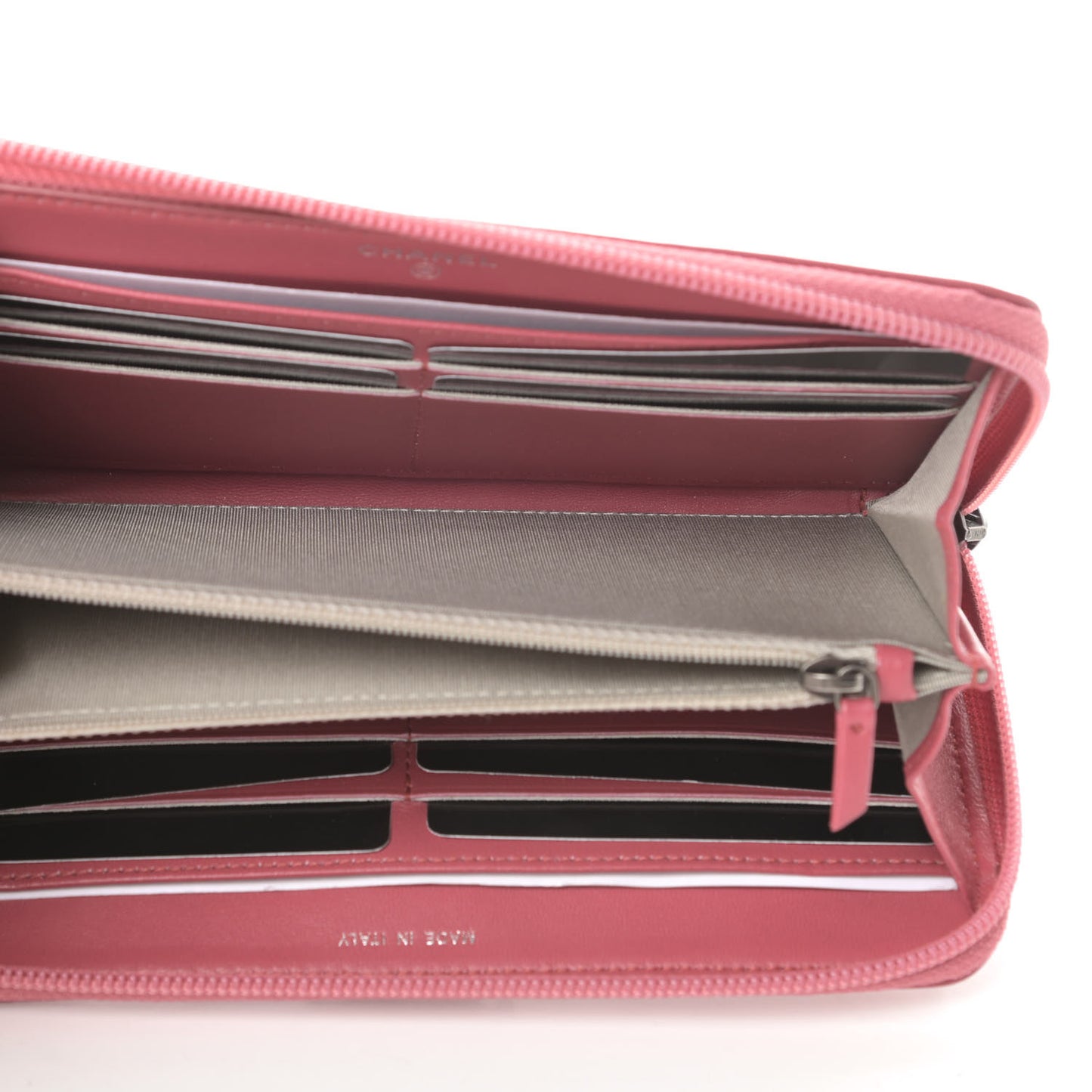 Lambskin Quilted Boy Zip Around Wallet Pink