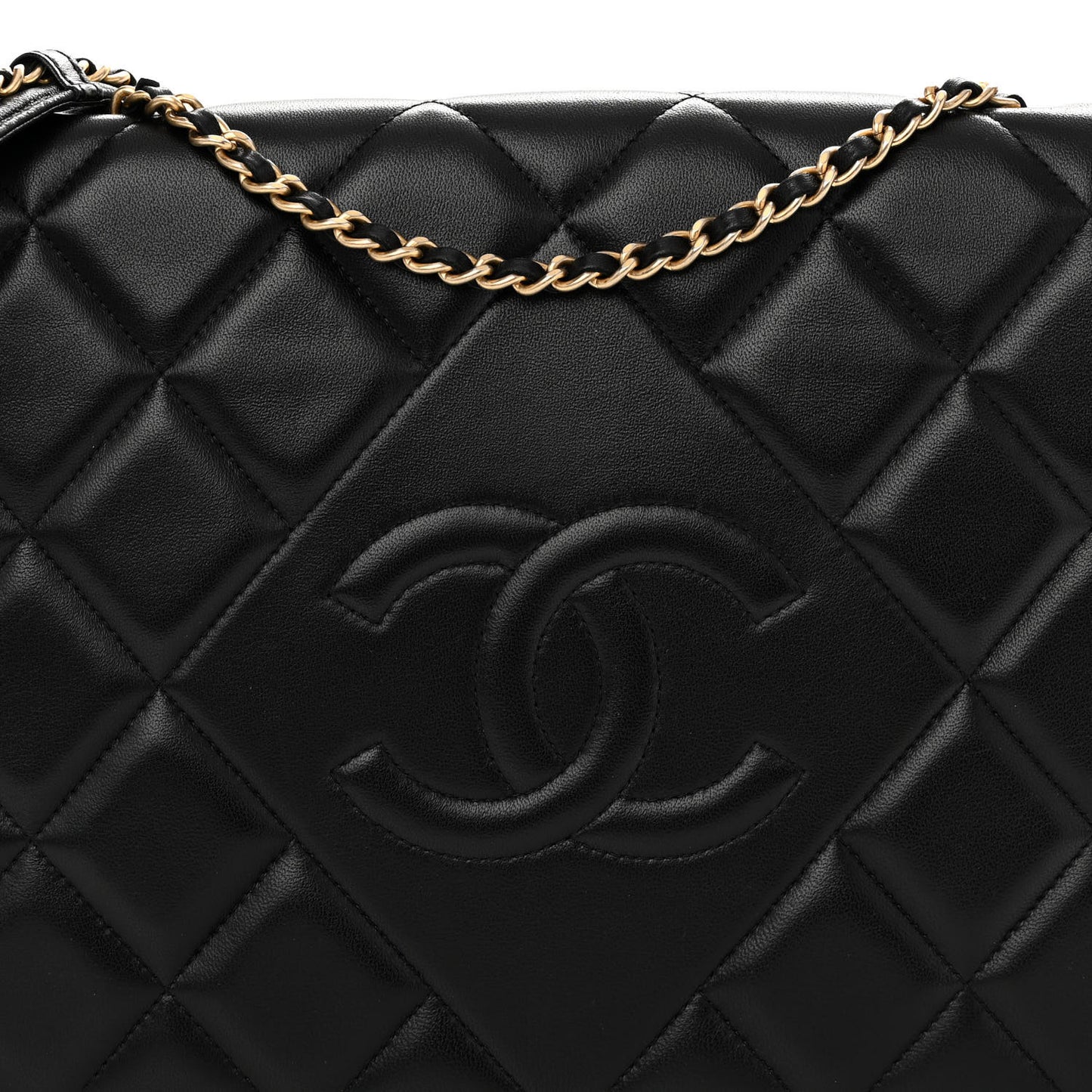 Lambskin Quilted Medium Diamond CC Flap Black