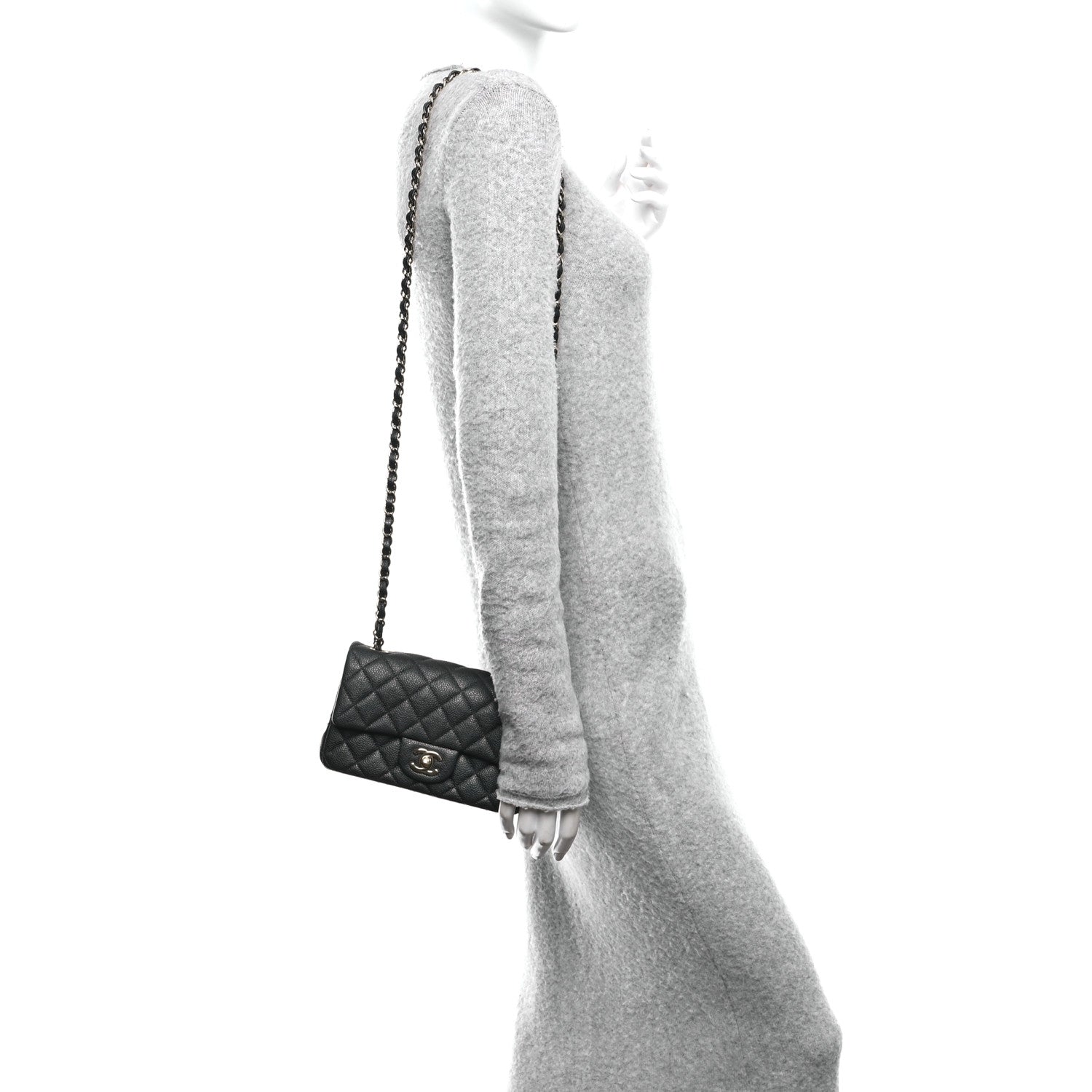 Chanel Iridescent Caviar Quilted Mini Rectangular Flap Charcoal 2 of 11