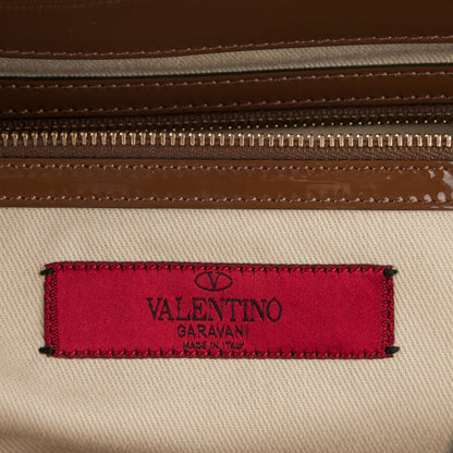 Valentino Garavani Patent Medium Rockstud Crossbody Tote Taupe 7 of 9