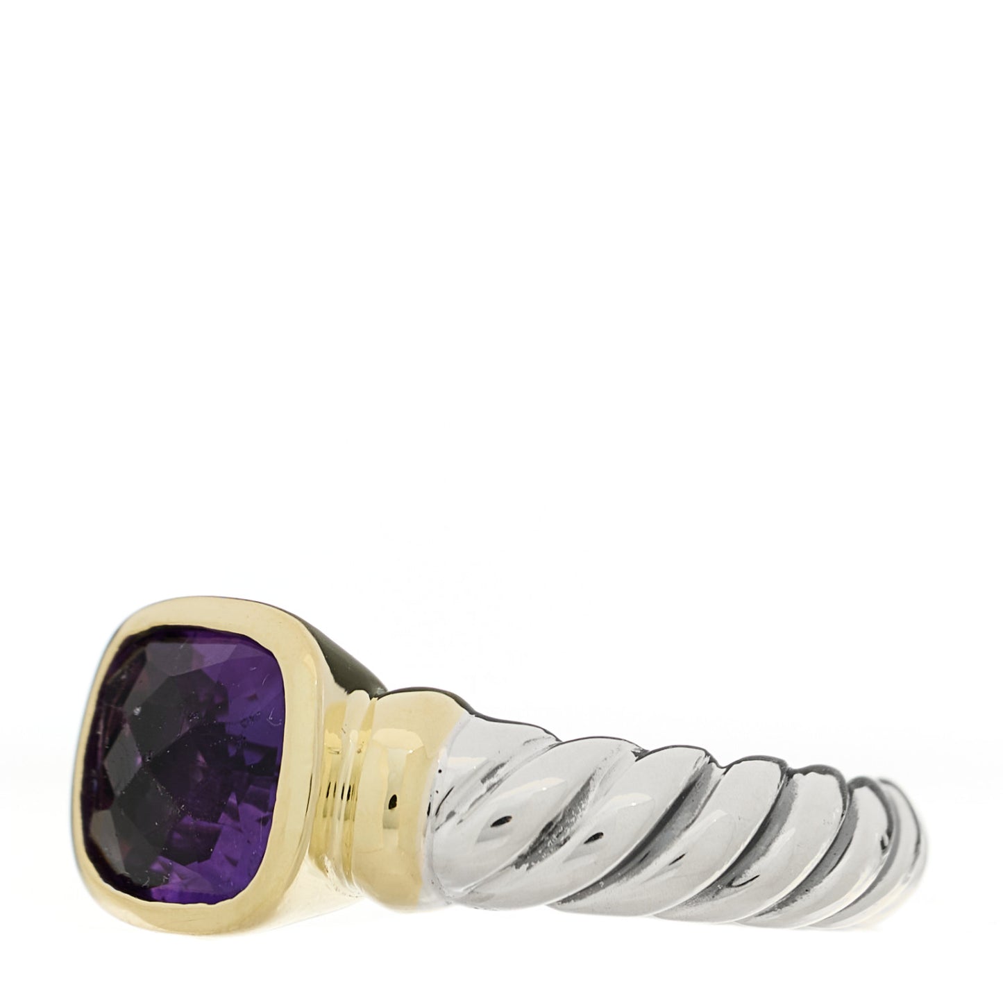 Sterling Silver 14K Yellow Gold Amethyst 10mm Noblesse Ring 54 7