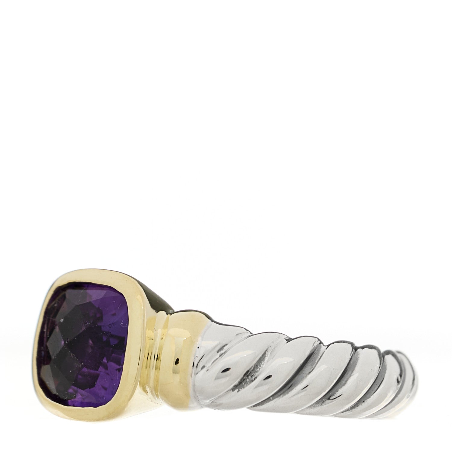 David Yurman Sterling Silver 14K Yellow Gold Amethyst 10mm Noblesse Ring 54 7 3 of 5