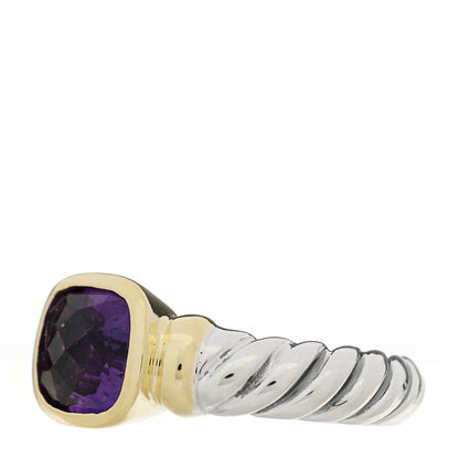 David Yurman Sterling Silver 14K Yellow Gold Amethyst 10mm Noblesse Ring 54 7 3 of 5