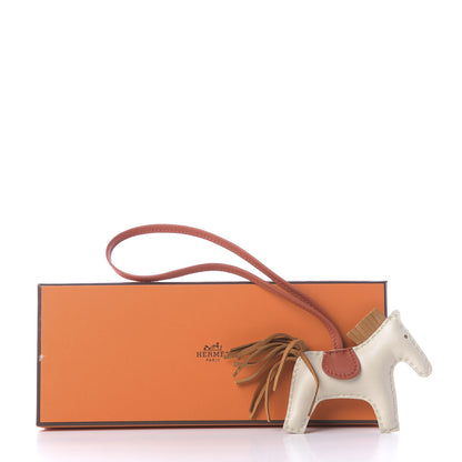 Hermes Milo Lambskin Grigri Rodeo Horse Bag Charm PM Craie Sesame Cornaline 6 of 6