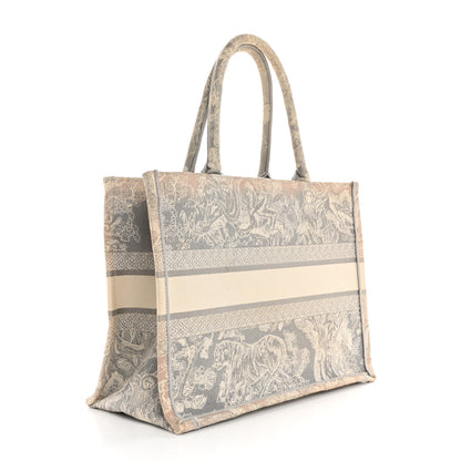 Christian Dior Canvas Embroidered Medium Dioriviera Toile De Jouy Book Tote Gray 3 of 14
