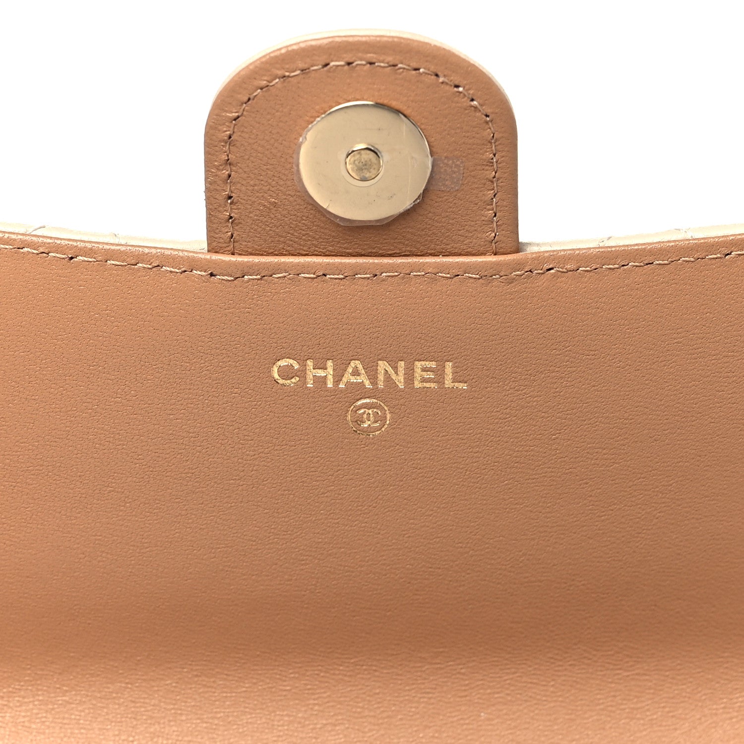 Chanel Lambskin Quilted Flap Phone Holder With Chain Beige Brown 6 of 10