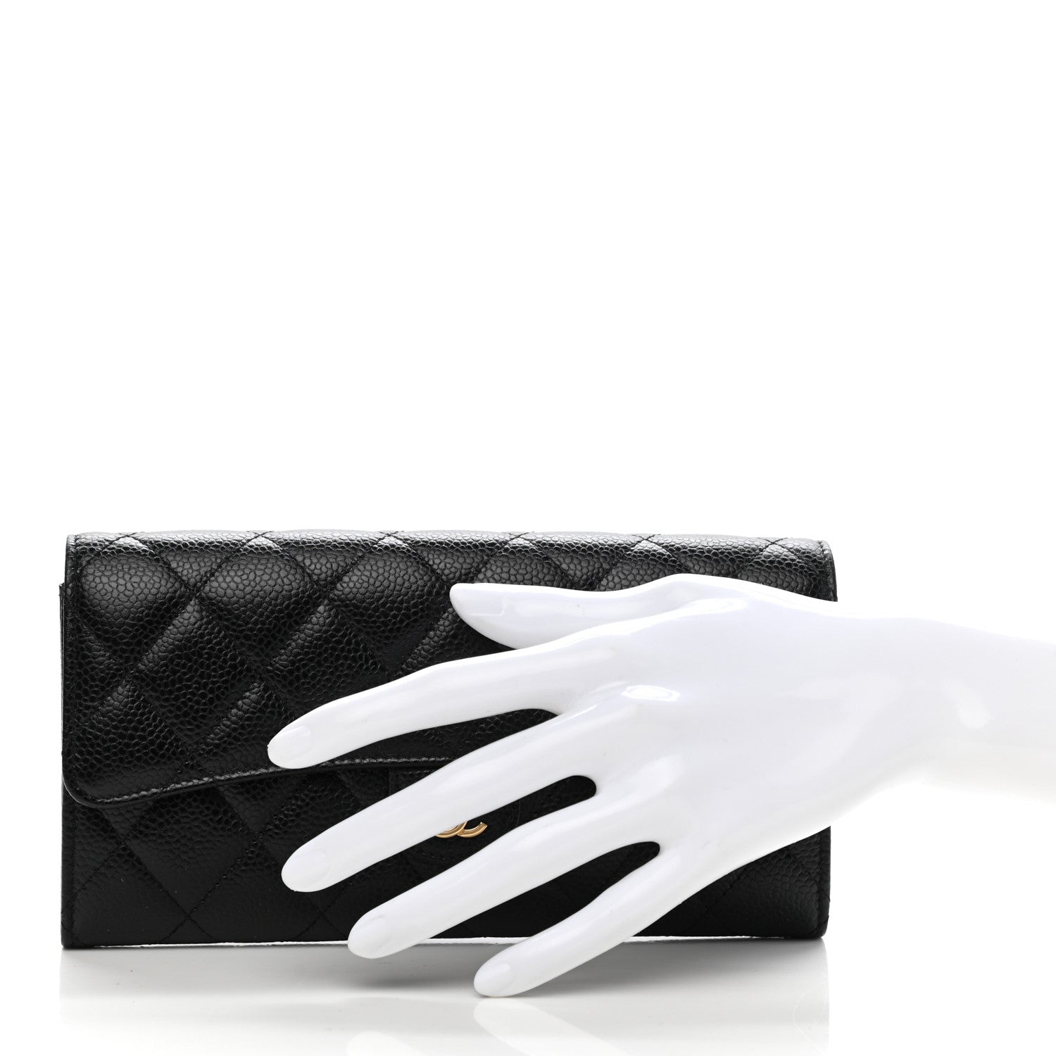Chanel Caviar Quilted Large Gusset Flap Wallet Black 2 of 8