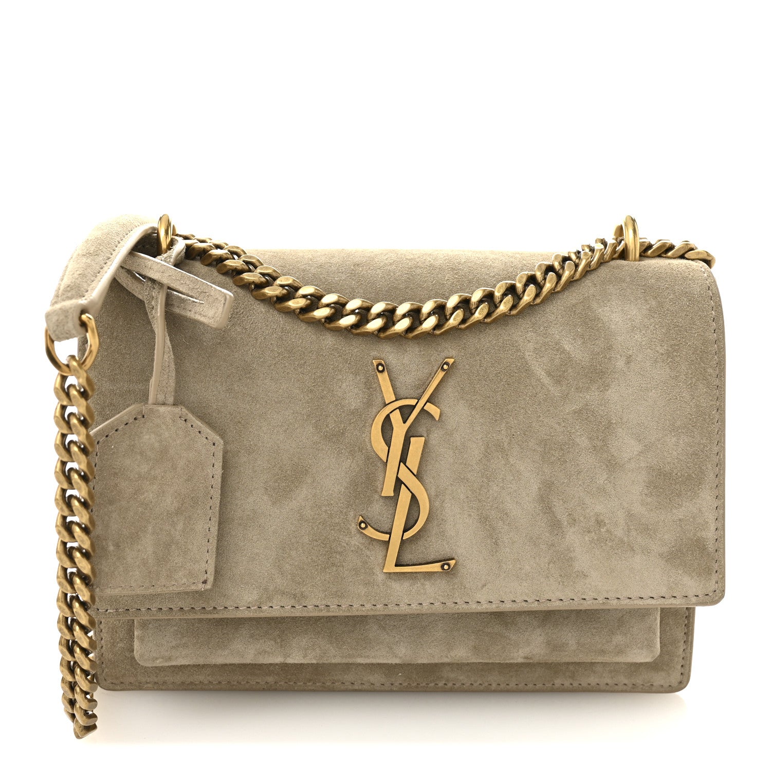 Saint Laurent Suede Calfskin Small Monogram Sunset Dark Beige 1 of 17