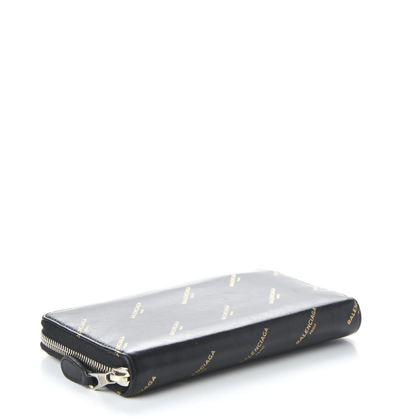 Calfskin Allover Logo Bazar Continental Zip Around Wallet Black Gold
