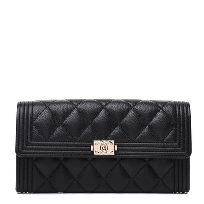 Chanel Caviar Quilted Long Boy Flap Wallet Black 1 of 14