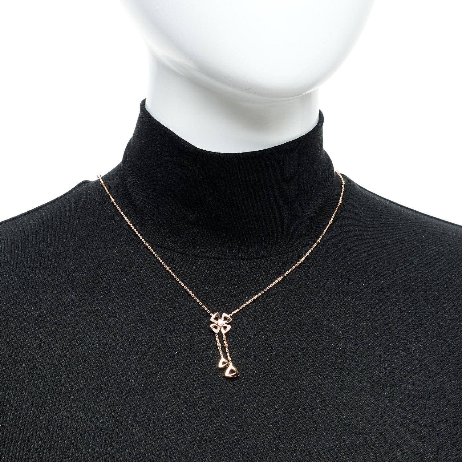 Bulgari 18K Rose Gold Diamond Fiorever Drop Necklace 2 of 8