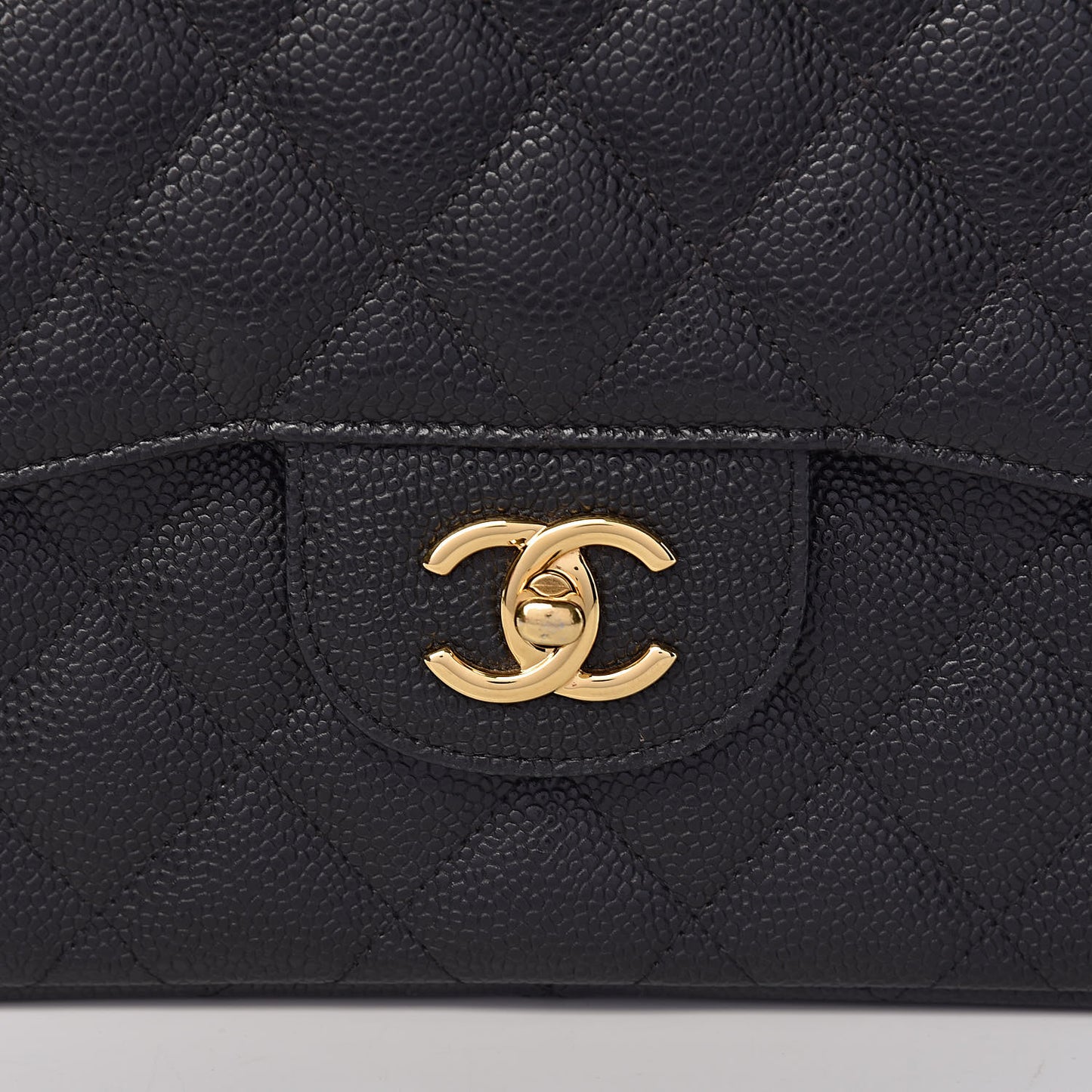 Caviar Quilted Jumbo Double Flap Black