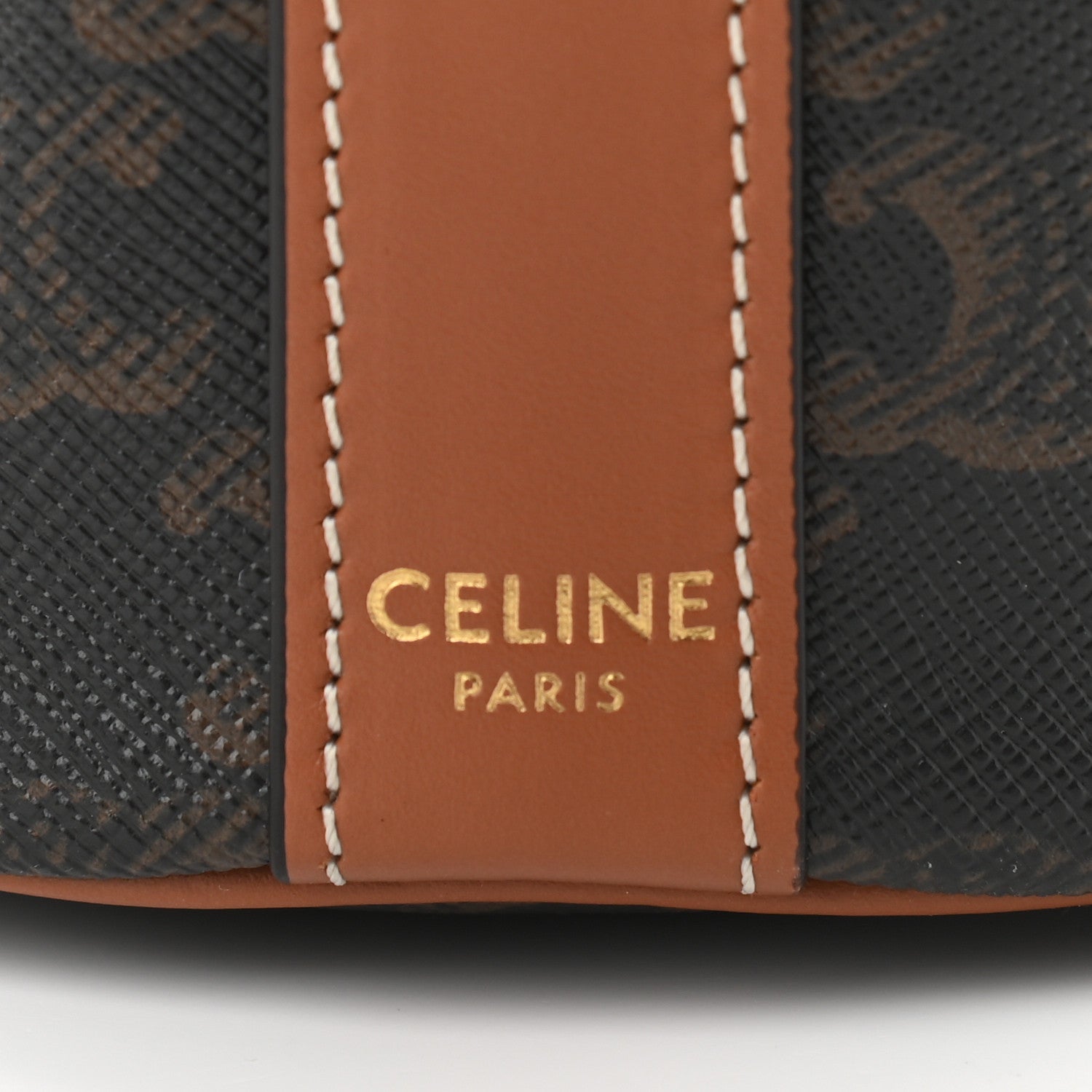 Celine Triomphe Canvas Calfskin Small Drawstring Bucket Bag Tan 7 of 10