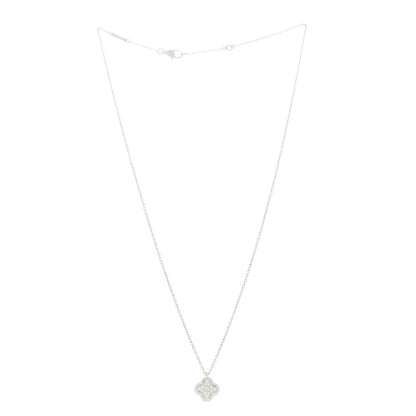 Van Cleef & Arpels 18K White Gold Diamond Sweet Alhambra Pendant Necklace 3 of 5