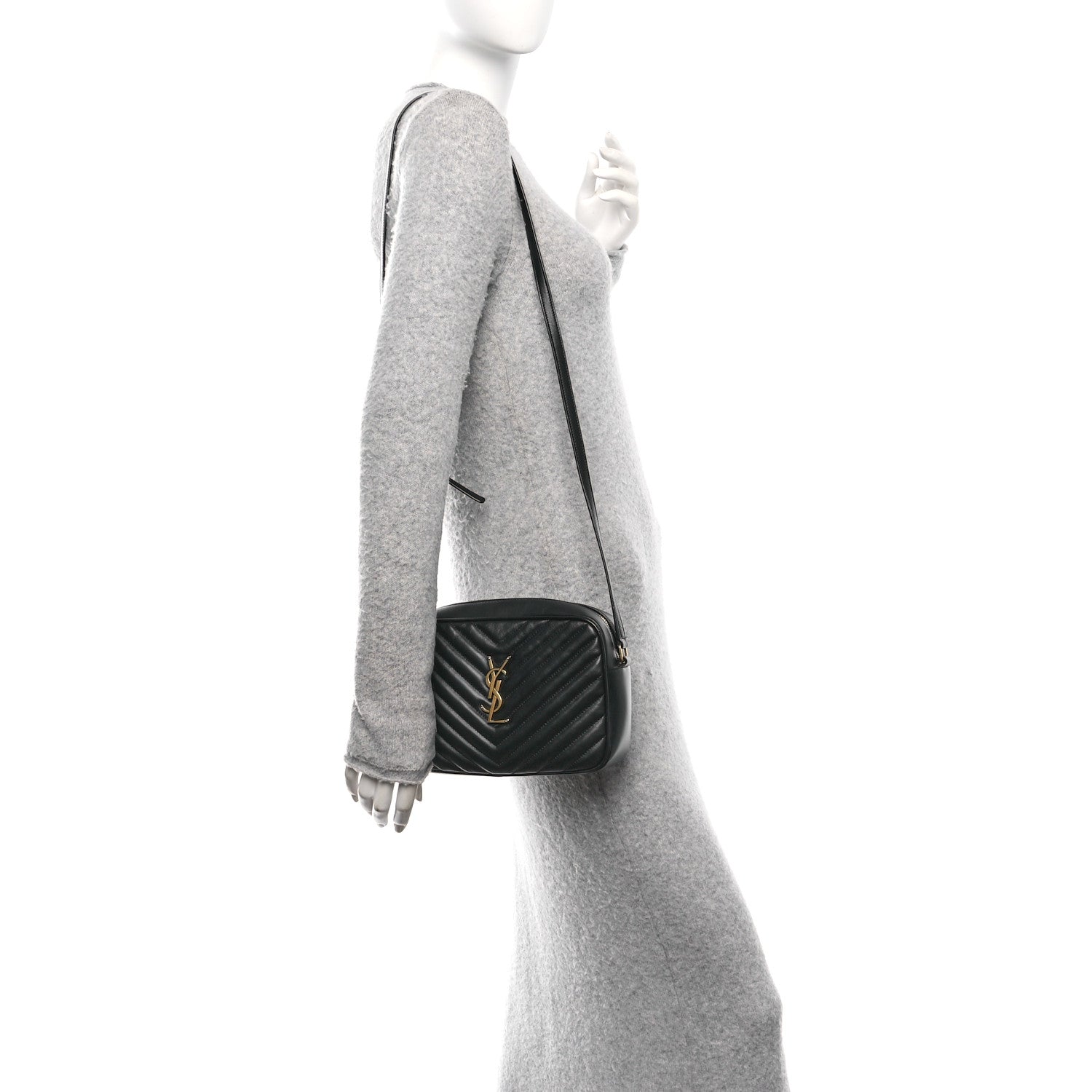 Saint Laurent Calfskin Matelasse Monogram Lou Camera Bag Black 3 of 10