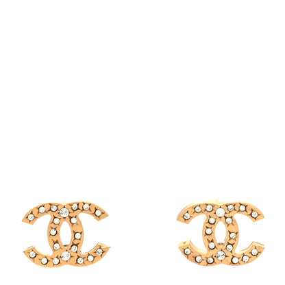 Chanel Metal Crystal CC Earrings Gold 1 of 4