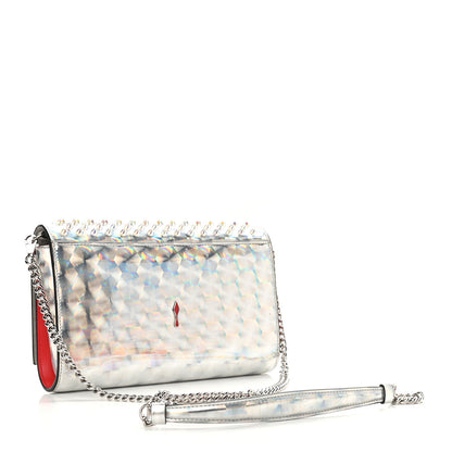 Christian Louboutin Metallic Calfskin Spikes Paloma Clutch Silver 2 of 8