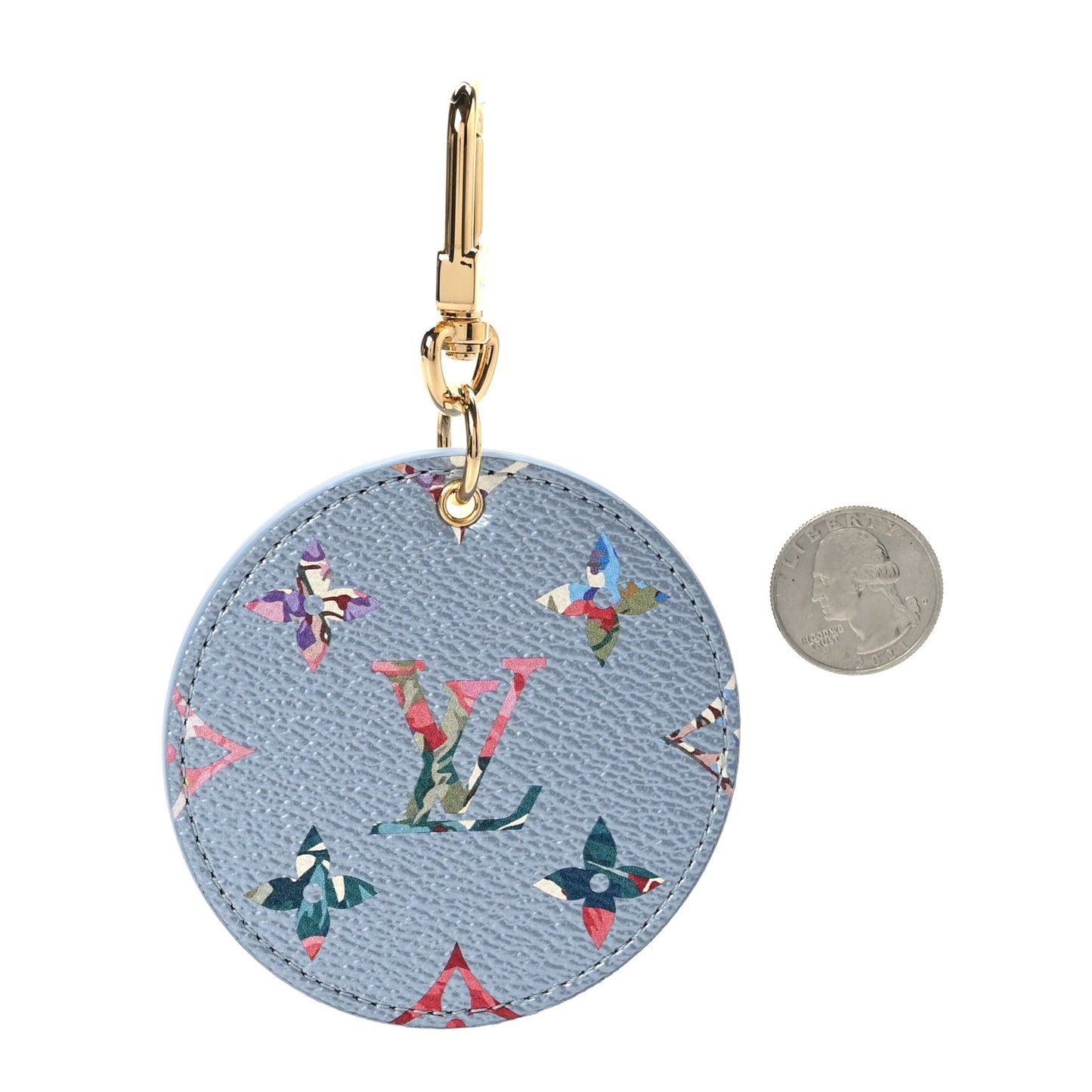 Metallic Monogram LV Garden Illustre Bag Charm Key Ring Blue