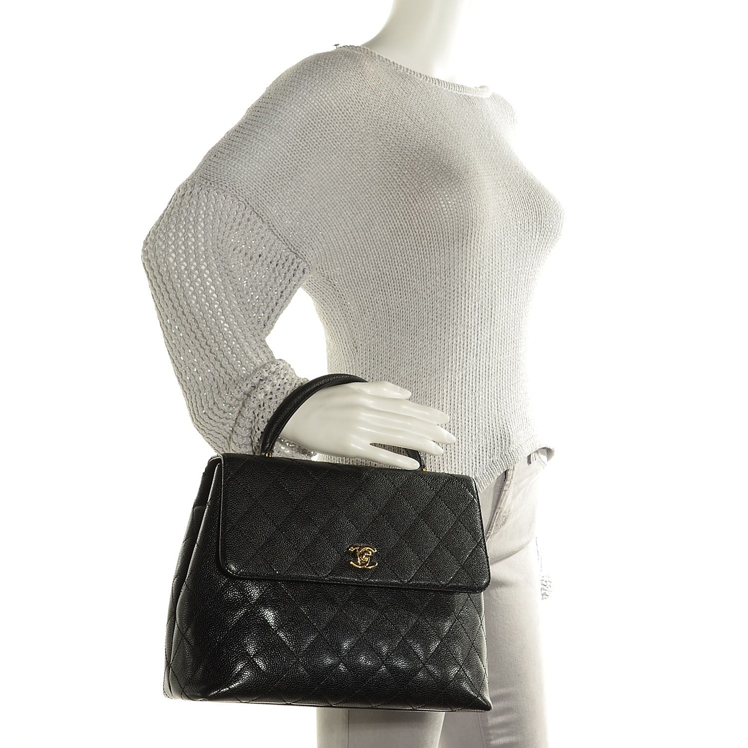 Chanel Caviar Quilted Jumbo Kelly Flap Black 2 of 9