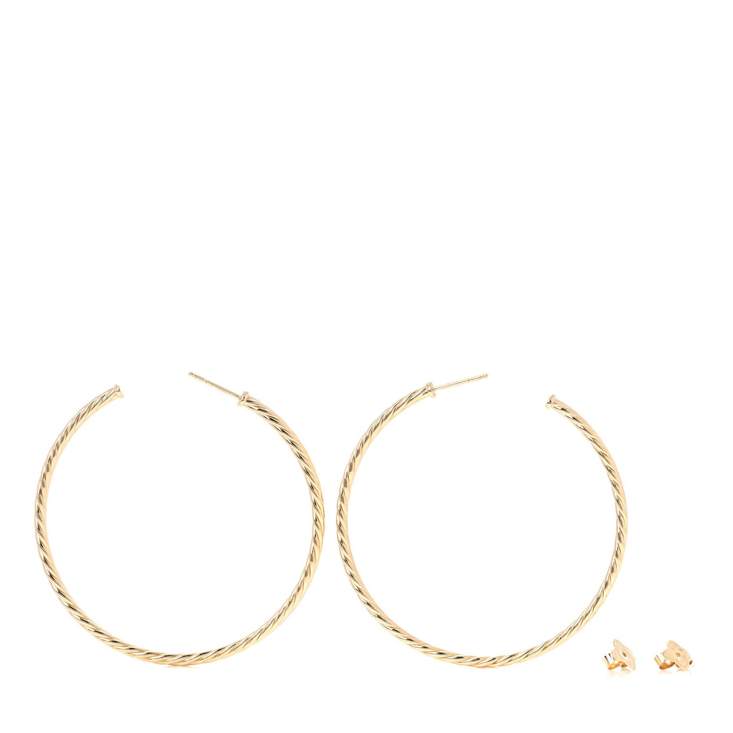 18K Yellow Gold Large Cablespira Hoop Earrings