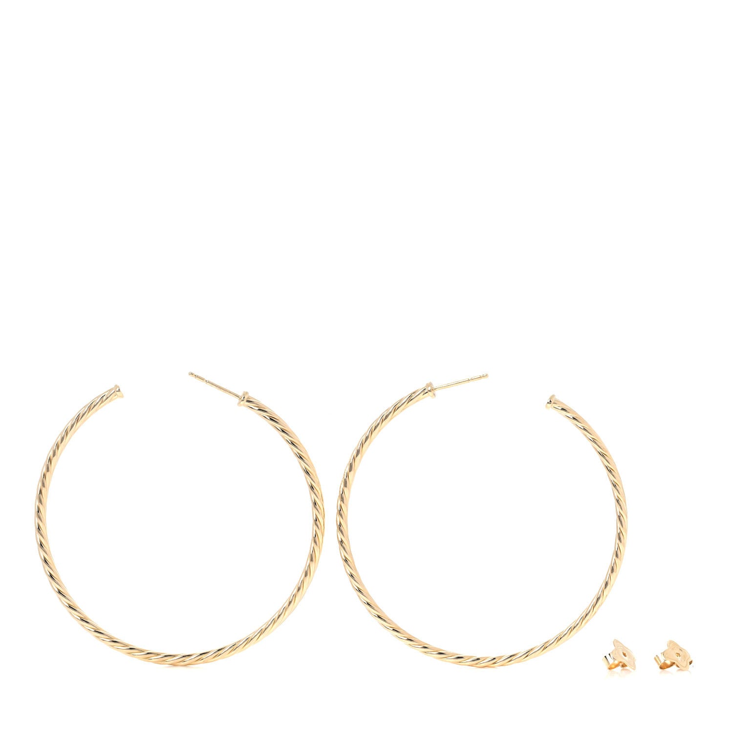 David Yurman 18K Yellow Gold Large Cablespira Hoop Earrings 3 of 5