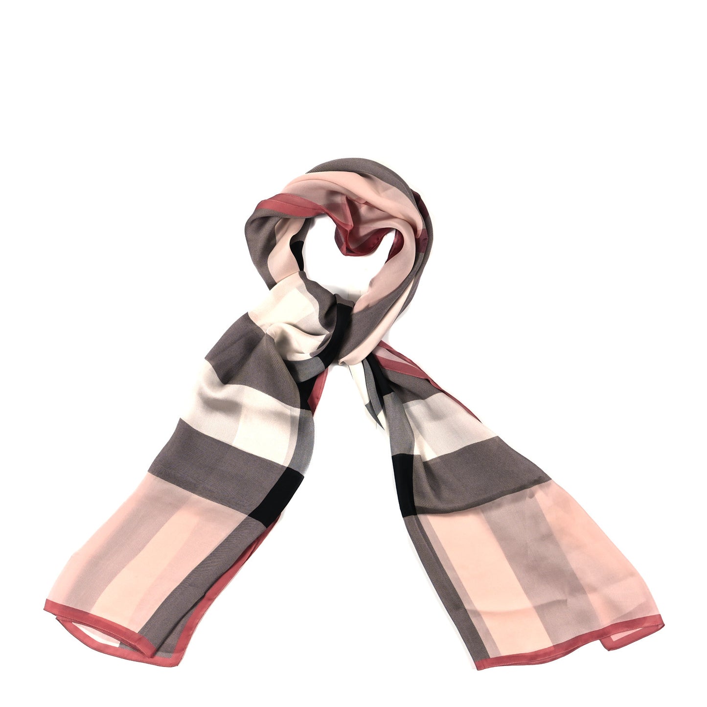Silk Mega Check Scarf Pink