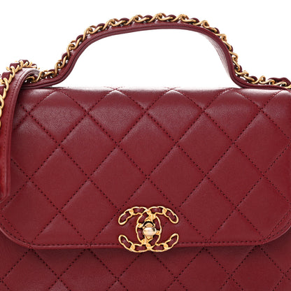 Chanel Lambskin Quilted Chain Infinity Top Handle Flap Burgundy 8 of 13