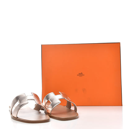 Hermes Metallic Calfskin Oran Sandals 38 Rose Dore 11 of 11