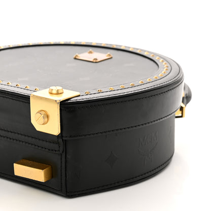 MCM Monogram Coated Canvas Berlin Studded Hat Box Crossbody Black 9 of 9