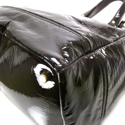 Saint Laurent Patent Croc Overseas Tote Chocolate 5 of 8