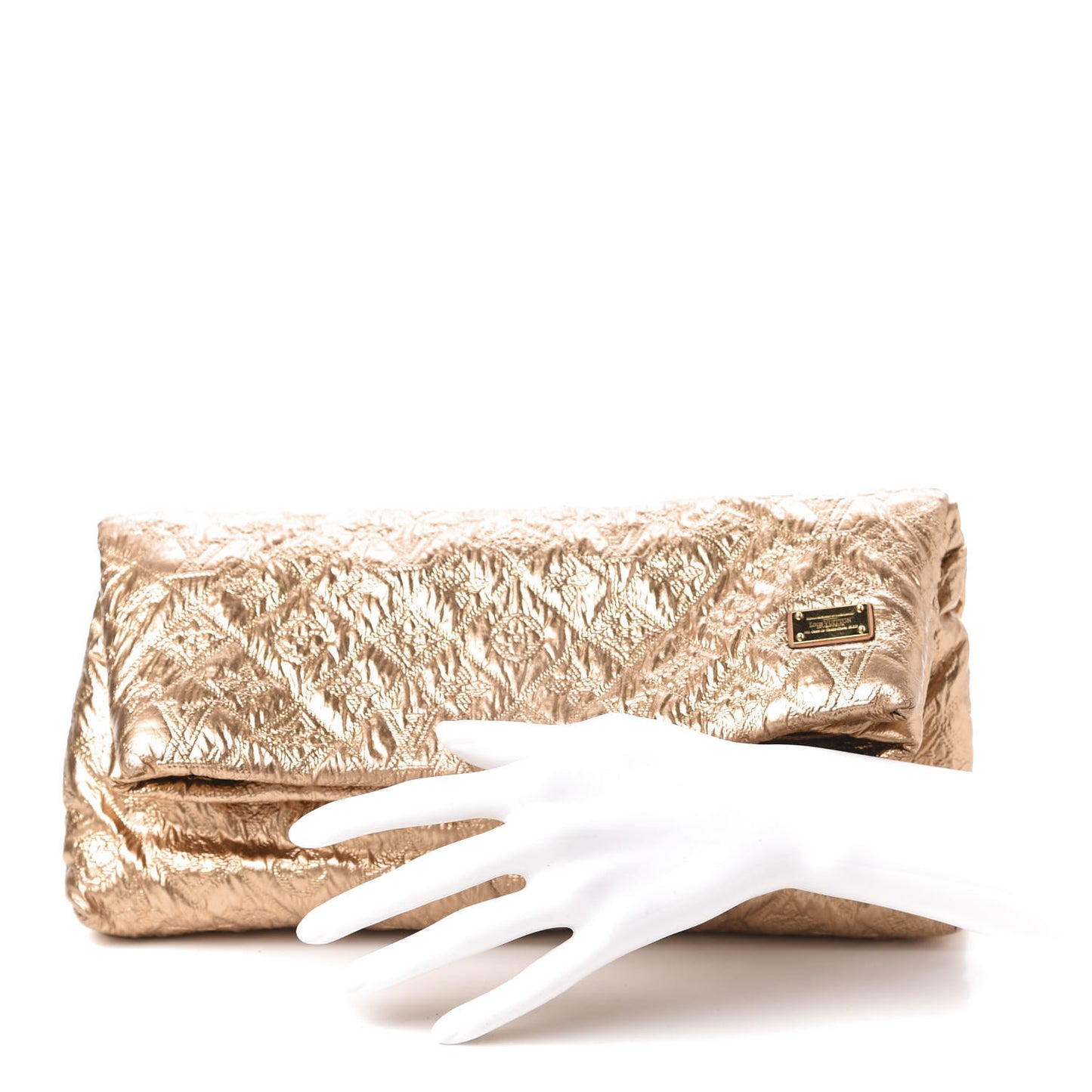 Jacquard Quilted Monogram Limelight Clutch MM Gold