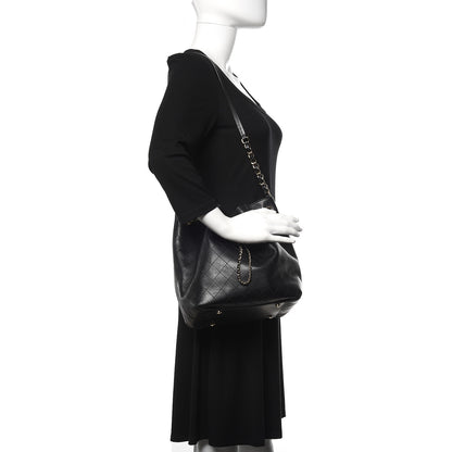 Chanel Calfskin Stitched Drawstring Bag Black 2 of 10