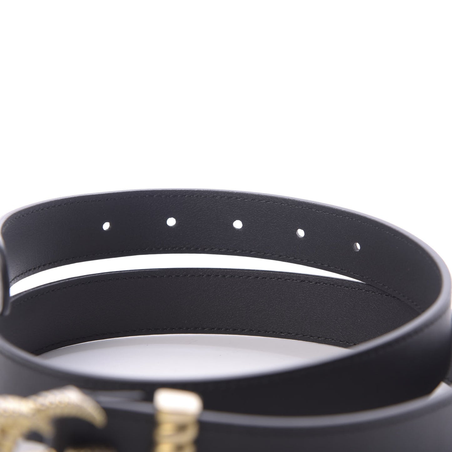 Moon Calfskin Torchon Double G 25mm Belt 80 32 Black