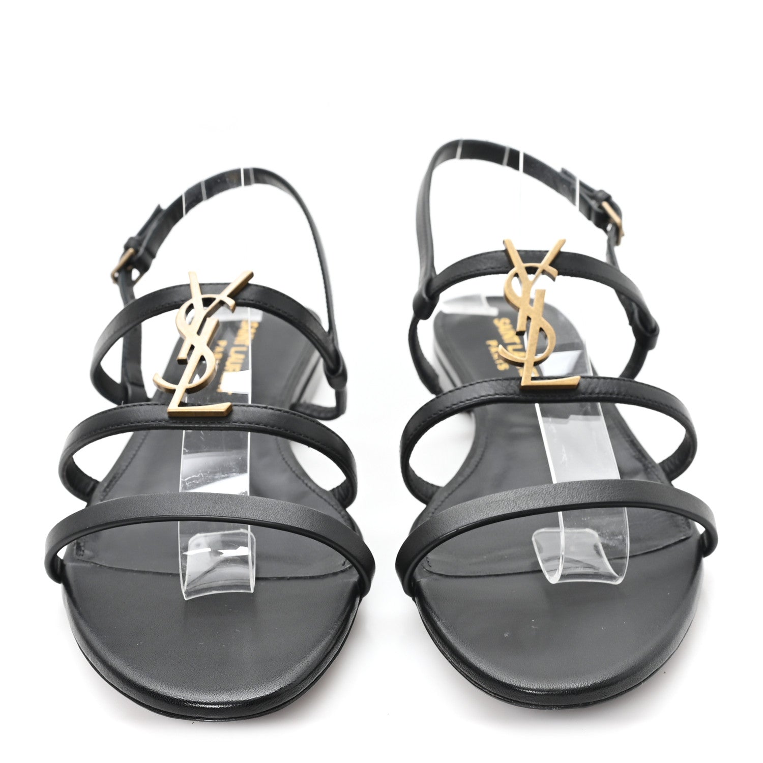 Saint Laurent Calfskin Cassandra Monogram Sandals 37 Black 3 of 10