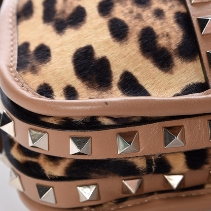 Valentino Garavani Calf Hair Leopard Print Rockstud Shopper Tote Tan 10 of 10