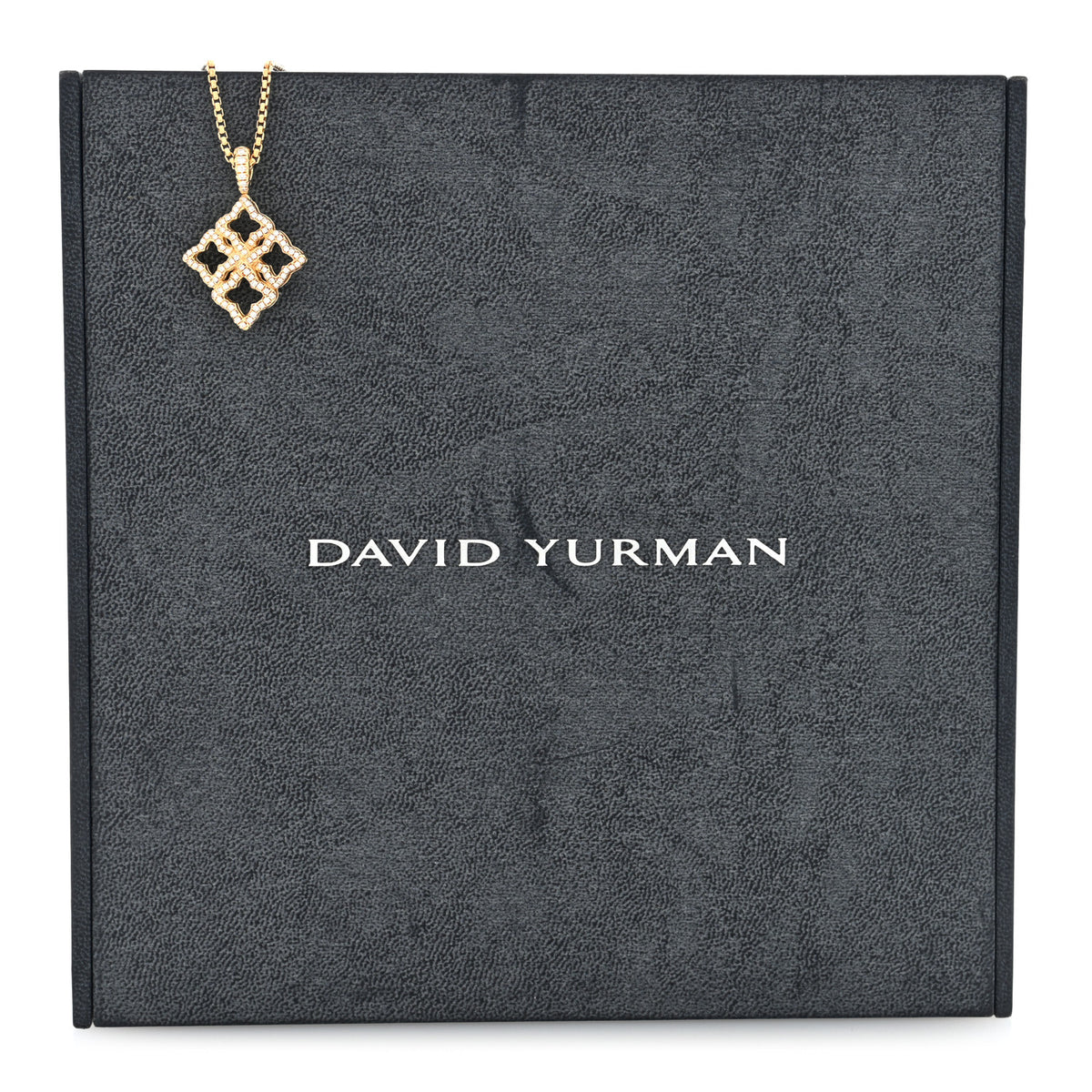 David Yurman 18K Yellow Gold Diamond Cable Collectibles Quatrefoil Pendant Necklace 6 of 6