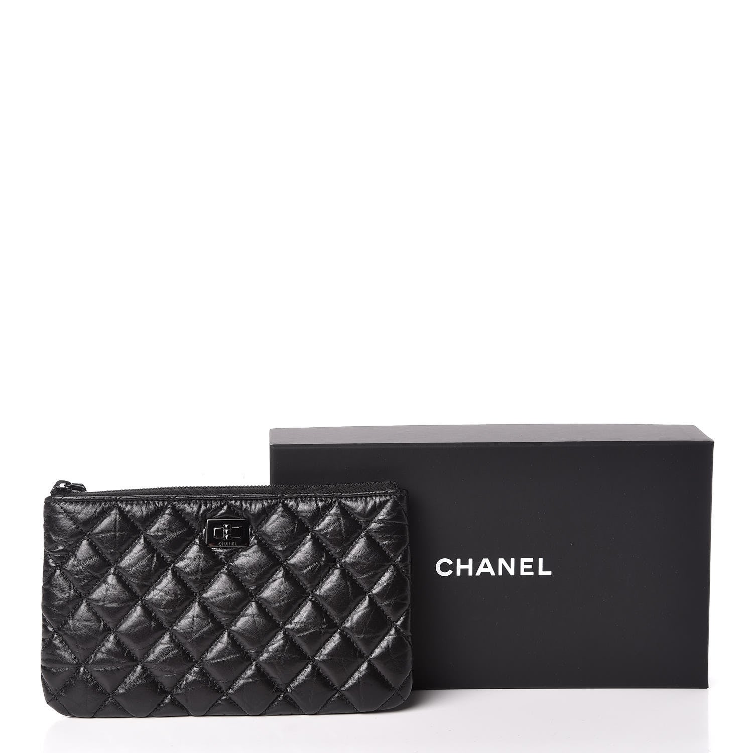 Chanel Aged Calfskin Quilted Medium Reissue Cosmetic Case So Black 8 of 8