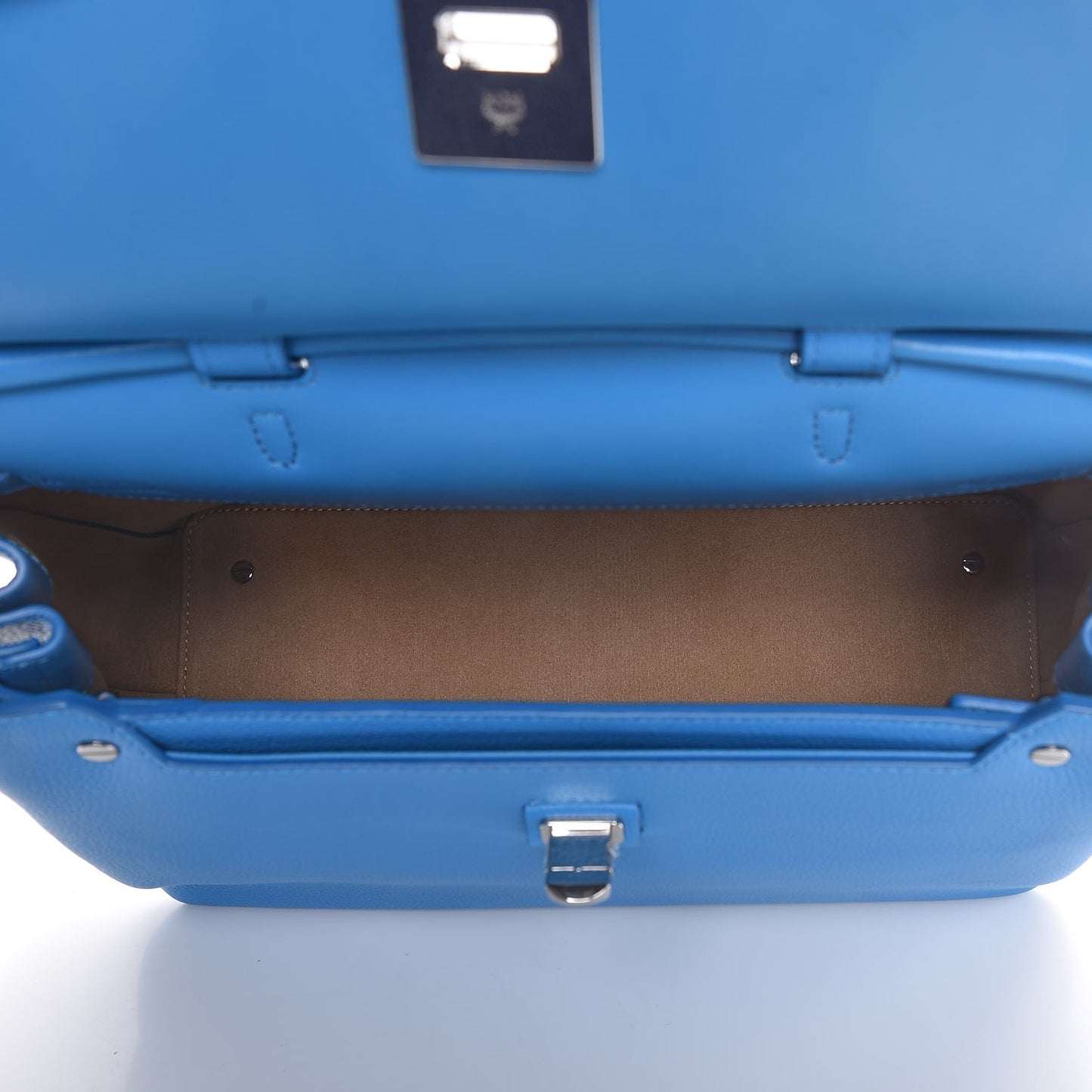Grained Calfskin Large Milla Convertible Backpack Tile Blue