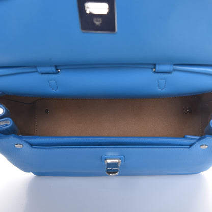 MCM Grained Calfskin Large Milla Convertible Backpack Tile Blue 6 of 10