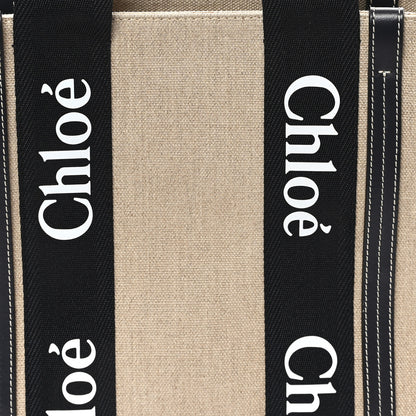 Chloe Linen Calfskin Medium Woody Ribbon Tote Black Blue 8 of 11