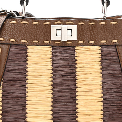 Fendi Cuoio Romano Raffia Woven Petite Peekaboo I SEE U Satchel Natural Gianduia 7 of 9