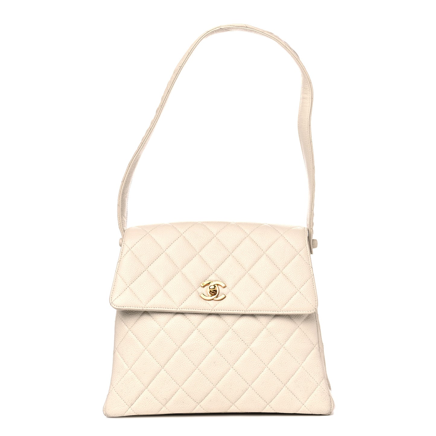 Caviar Quilted Shoulder Bag White