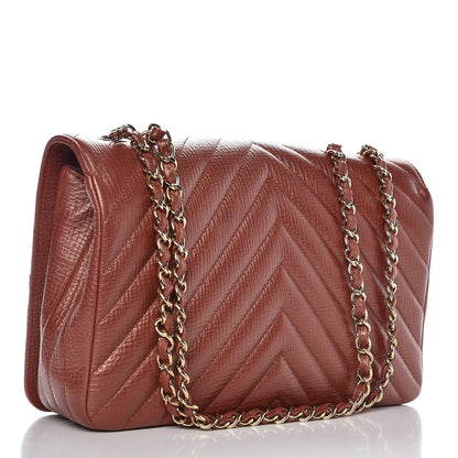 Chanel Metallic Calfskin Chevron Quilted Medium Statement Flap Brown 3 of 8