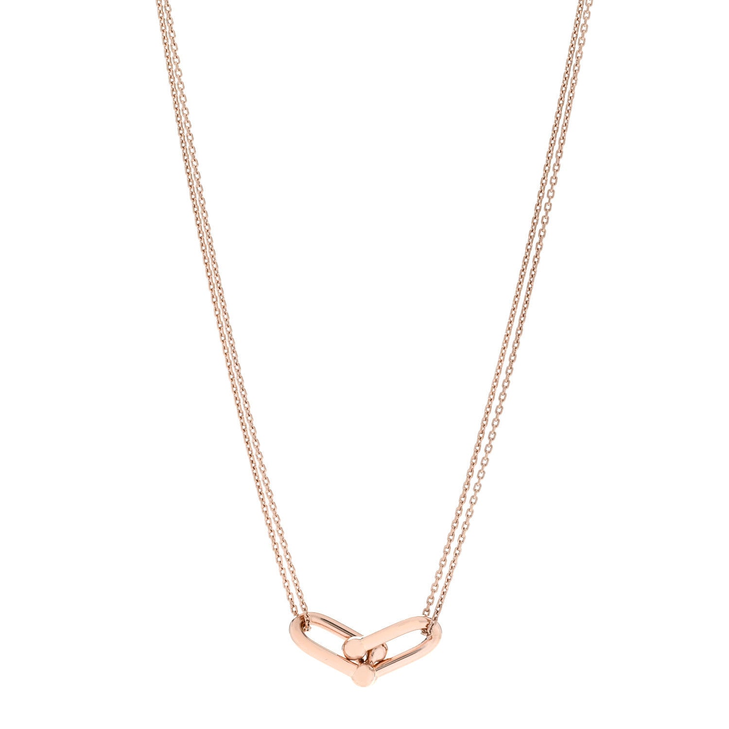 Tiffany 18K Rose Gold HardWear Double Link Pendant Necklace 1 of 7