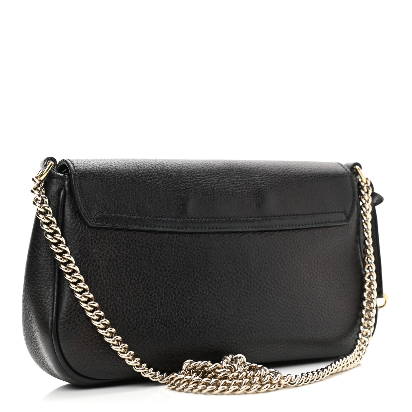 Pebbled Calfskin Medium Soho Flap Crossbody Black